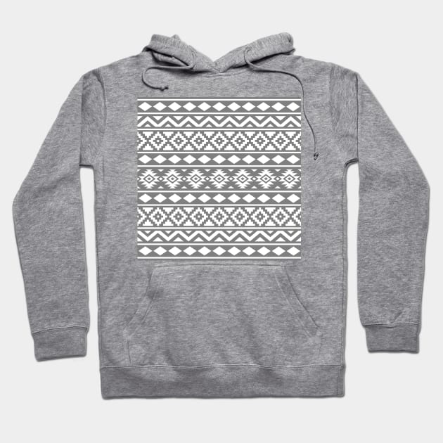 Aztec Essence Pattern White on Gray Hoodie by NataliePaskell